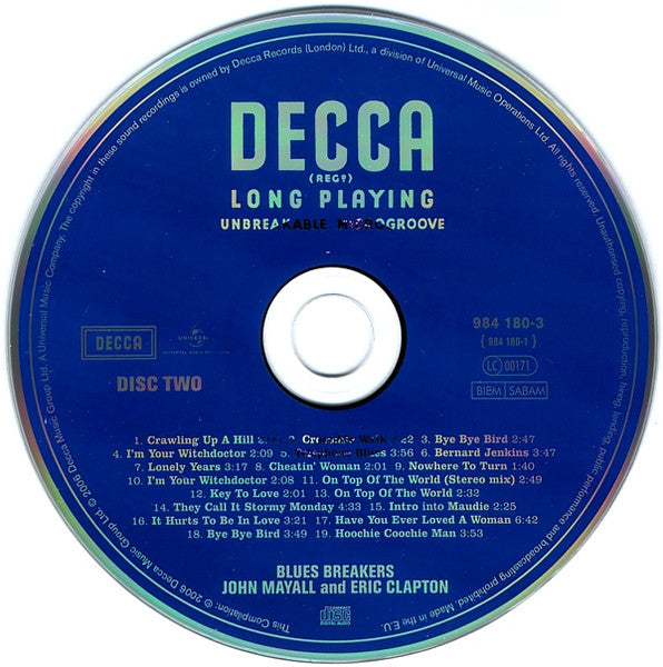 John Mayall With Eric Clapton : Blues Breakers (2xCD, Album, Mono, RE, Del)
