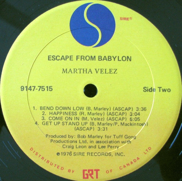 Martha Velez : Escape From Babylon (LP, Album)