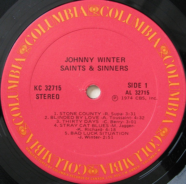 Johnny Winter : Saints & Sinners (LP, Album)