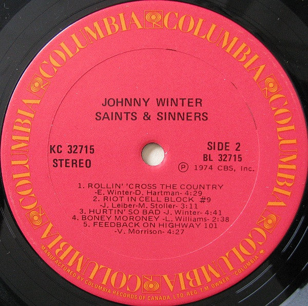 Johnny Winter : Saints & Sinners (LP, Album)