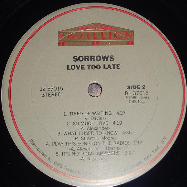 Sorrows : Love Too Late (LP, Album)