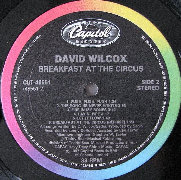 David Wilcox (2) : Breakfast At The Circus (LP, Album)