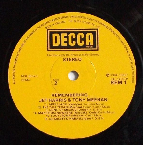 Jet Harris And Tony Meehan : Remembering... Jet Harris And Tony Meehan (LP, Comp, Mono)