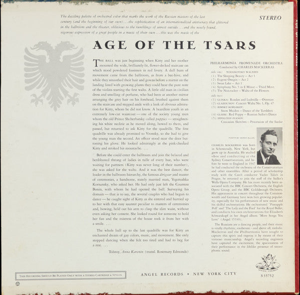 Pyotr Ilyich Tchaikovsky, Philharmonia Promenade Orchestra, Sir Charles Mackerras : Age Of The Tsars - Tchaikovsky Waltzes And Other Concert Favorites (LP, Album)