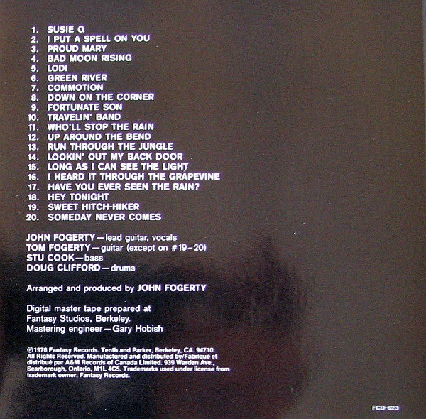 Creedence Clearwater Revival : Chronicle - The 20 Greatest Hits (CD, Comp, RE)