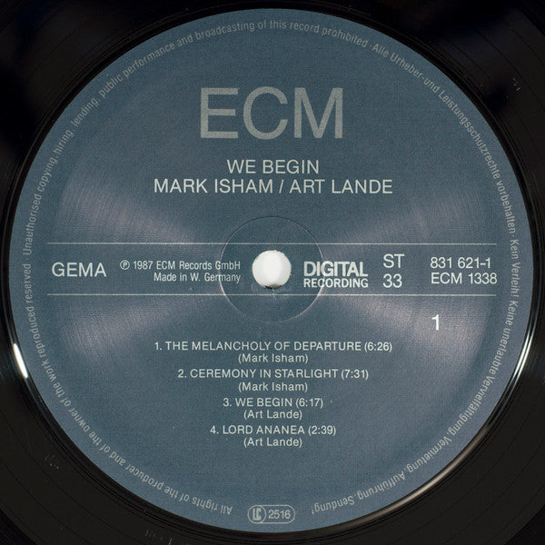 Mark Isham, Art Lande : We Begin (LP, Album)