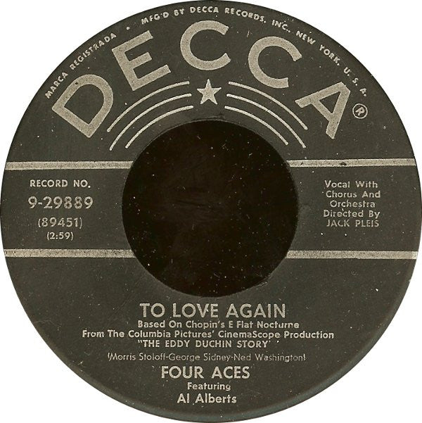 The Four Aces : To Love Again (7", Single, Glo)