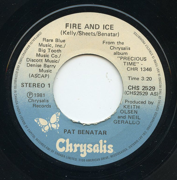 Pat Benatar : Fire And Ice (7")