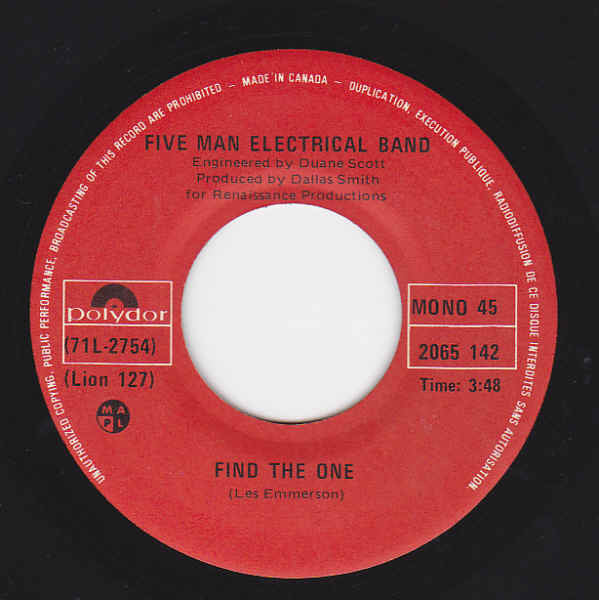 Five Man Electrical Band : Money Back Guarantee (7", Single, Mono)