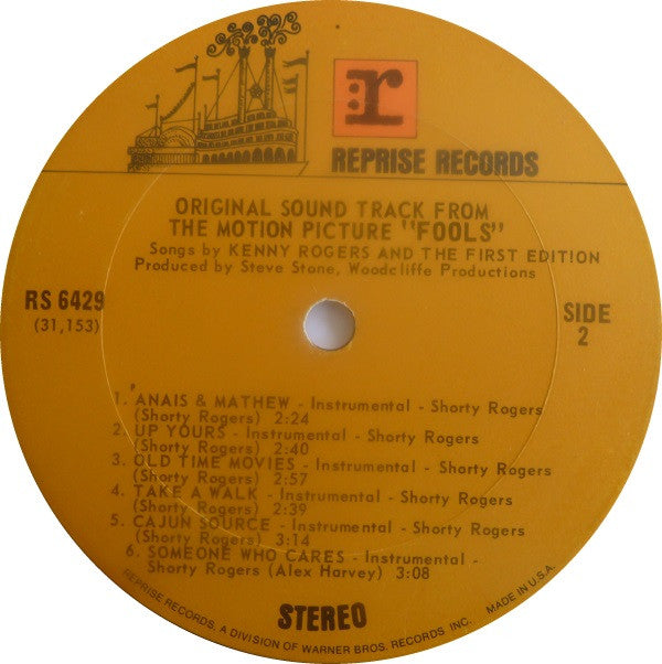 Various : Original Soundtrack From The Motion Picture Fools (LP, Comp)
