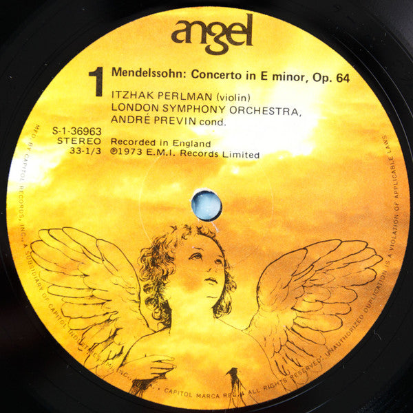 Itzhak Perlman, Felix Mendelssohn-Bartholdy / Max Bruch, André Previn, London Symphony Orchestra : Concerto In E Minor / Concerto No. 1 In G Minor (LP, RP)
