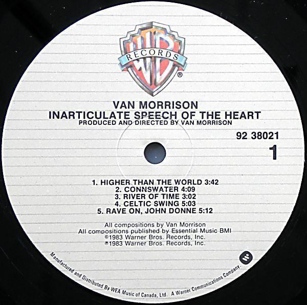 Van Morrison : Inarticulate Speech Of The Heart (LP, Album)