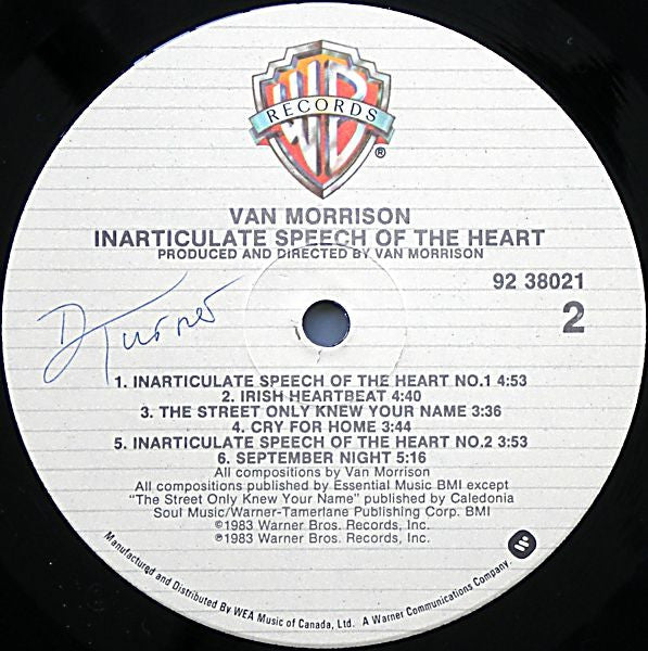 Van Morrison : Inarticulate Speech Of The Heart (LP, Album)