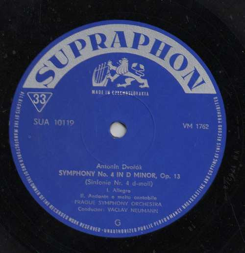 Antonín Dvořák, The Prague Symphony Orchestra, Václav Neumann : Symphony No. 4 In D Minor, Op. 13 (LP, Mono)