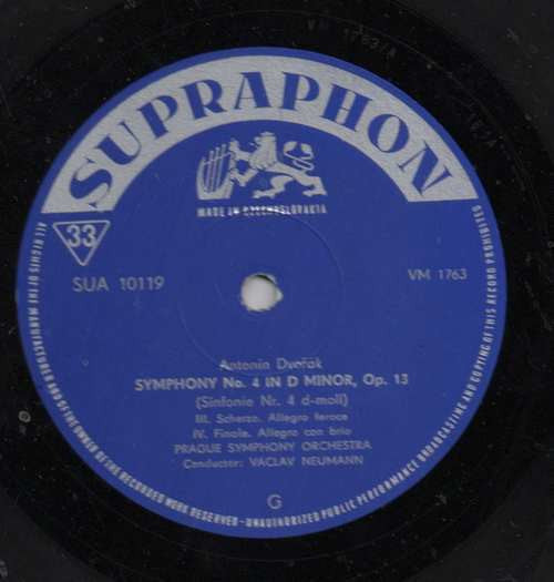 Antonín Dvořák, The Prague Symphony Orchestra, Václav Neumann : Symphony No. 4 In D Minor, Op. 13 (LP, Mono)