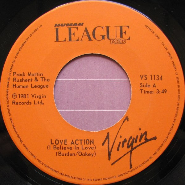 The Human League : Love Action (I Believe In Love) / Hard Times (7", Single)