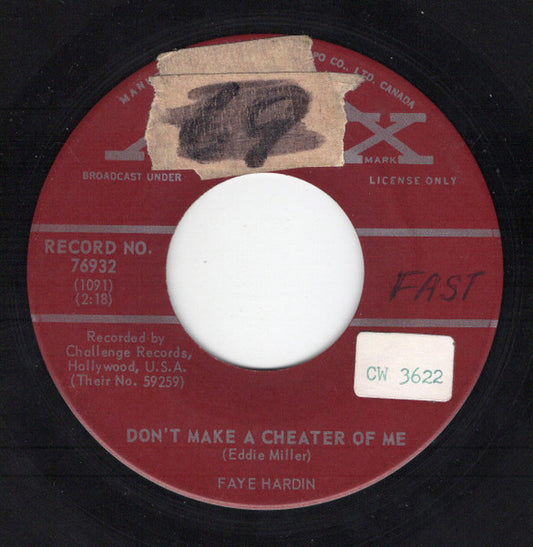 Faye Hardin : Don't Make A Cheater Of Me / Apartment 23 (7", Single)