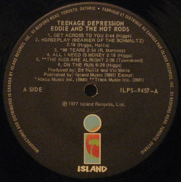 Eddie And The Hot Rods : Teenage Depression (LP, Album)