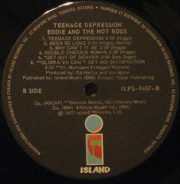 Eddie And The Hot Rods : Teenage Depression (LP, Album)