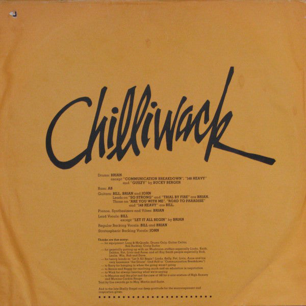 Chilliwack : Breakdown In Paradise (LP, Album)