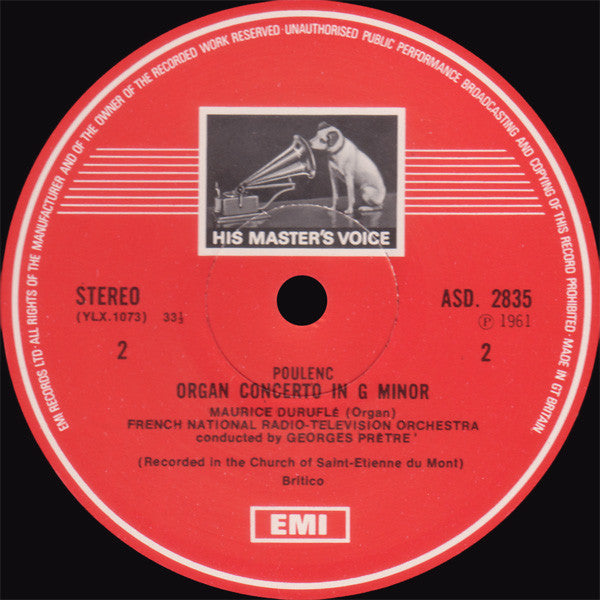 Francis Poulenc / Orchestre National De France And Chœur de Radio France Conducted By Georges Prêtre : Gloria / Organ Concerto (LP, RE, RP)