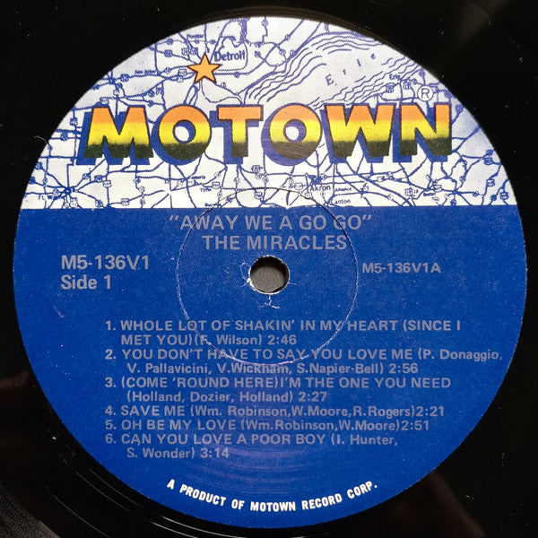 The Miracles : Away We A Go-Go (LP, Album, RE)