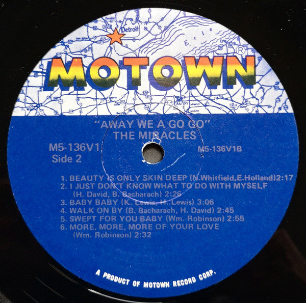 The Miracles : Away We A Go-Go (LP, Album, RE)