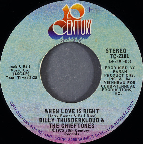 Billy Thunderkloud And The Chieftones : What Time Of Day (7", Styrene)