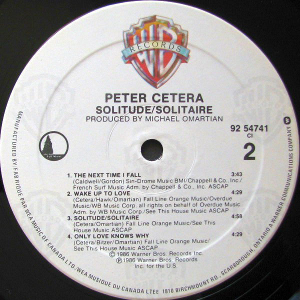 Peter Cetera : Solitude / Solitaire (LP, Album)