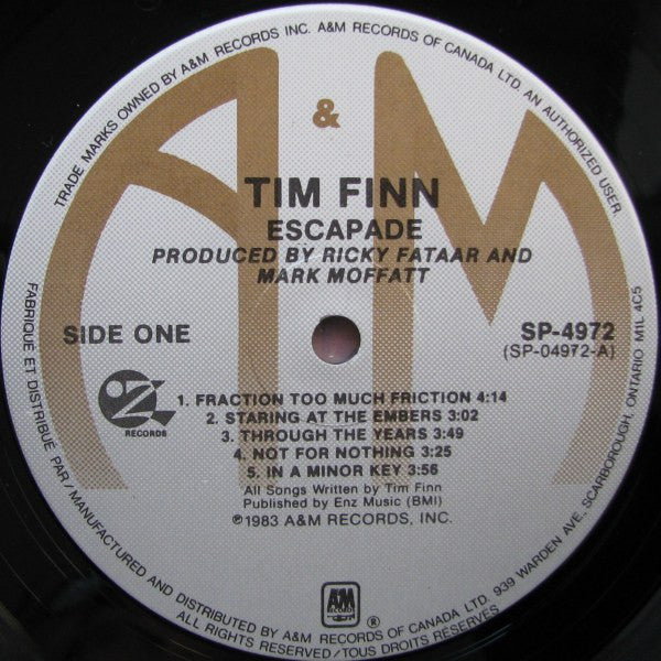 Tim Finn : Escapade (LP, Album)