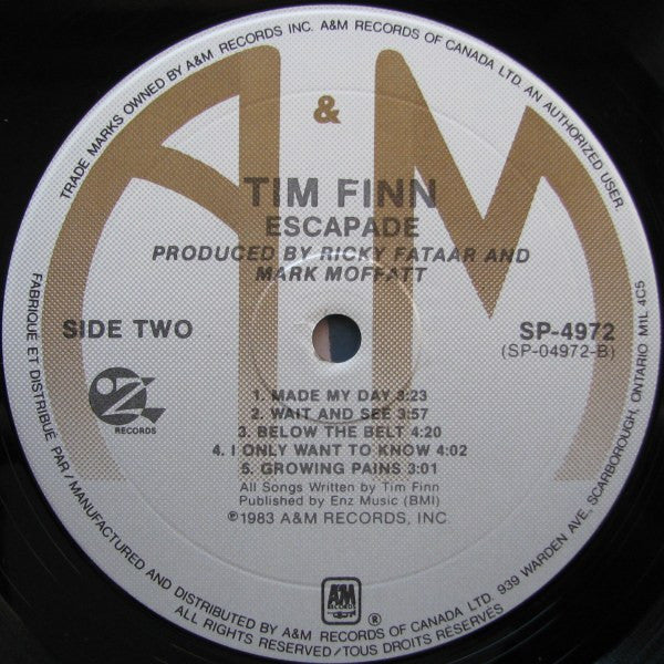 Tim Finn : Escapade (LP, Album)