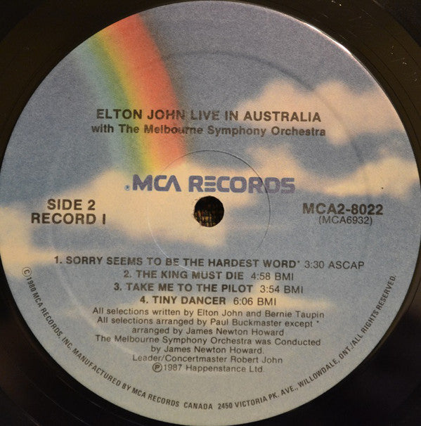 Elton John : Live In Australia (With The Melbourne Symphony Orchestra) (2xLP, Album)