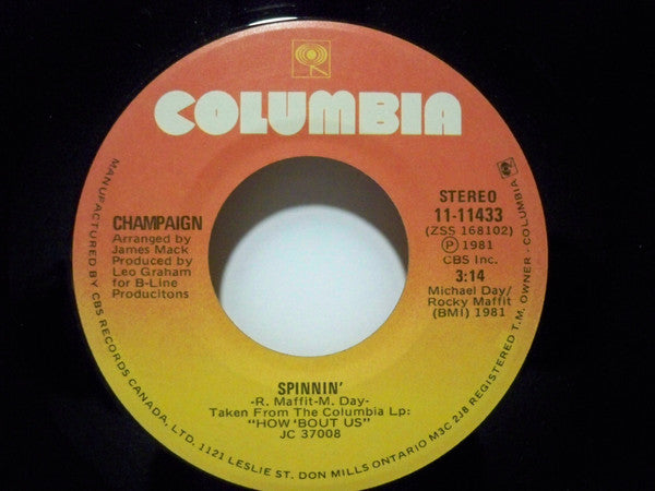 Champaign : How 'Bout Us / Spinnin' (7", Single)