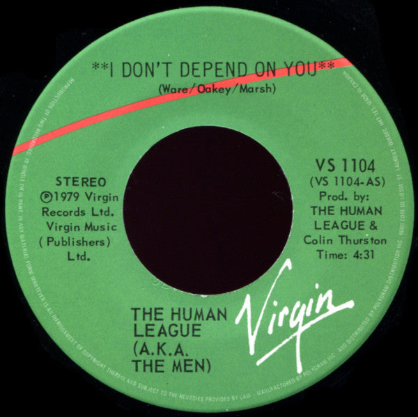 The Human League A.K.A. The Men : I Don't Depend On You (7", Single)
