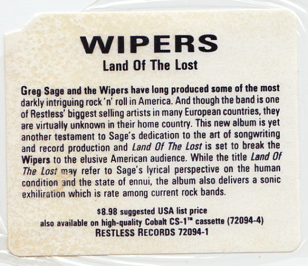 Wipers : Land Of The Lost (LP, Album)