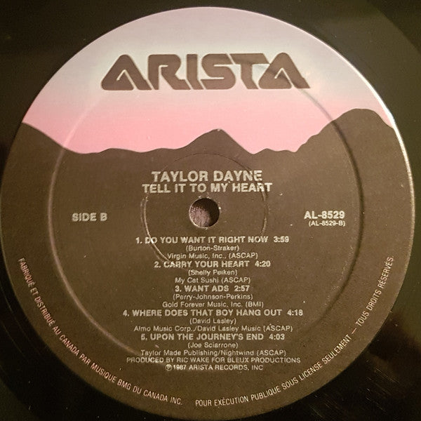 Taylor Dayne : Tell It To My Heart (LP, Album)