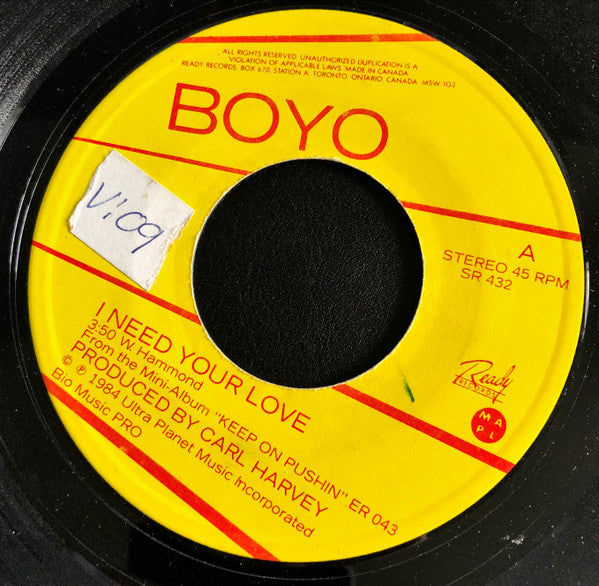 Boyo : I Need Your Love / You're My World (7", Single)