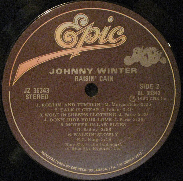 Johnny Winter : Raisin' Cain (LP, Album)