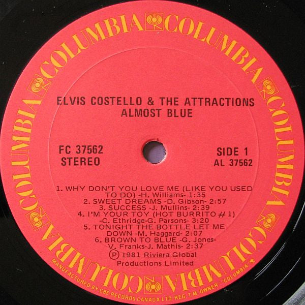 Elvis Costello & The Attractions : Almost Blue (LP, Album)