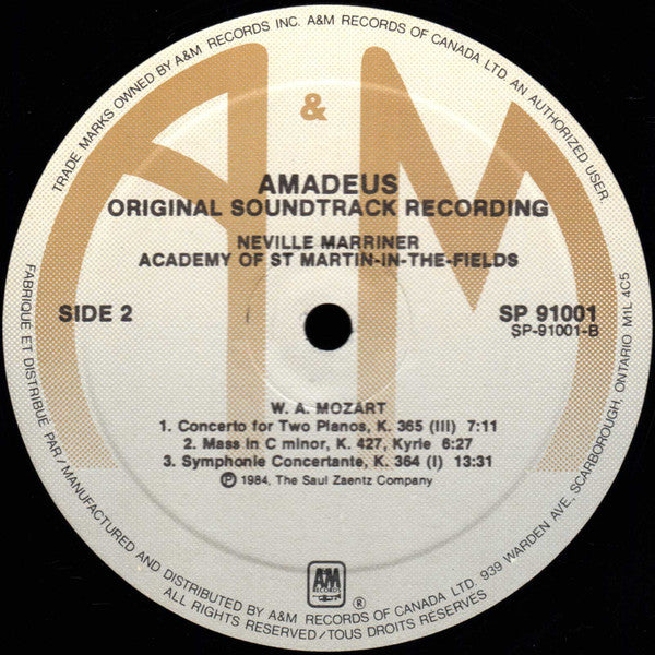 Sir Neville Marriner Presents Wolfgang Amadeus Mozart : Amadeus (Original Soundtrack Recording) (2xLP, Album, Gat)