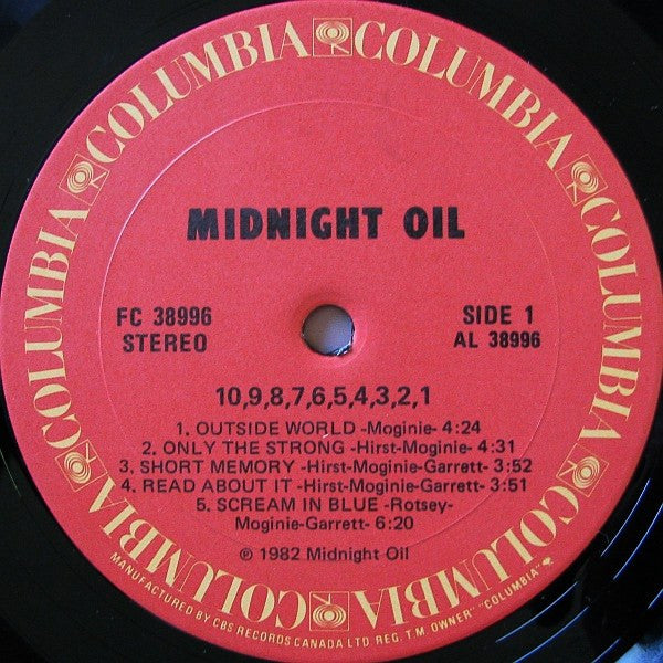 Midnight Oil : 10, 9, 8, 7, 6, 5, 4, 3, 2, 1 (LP, Album)