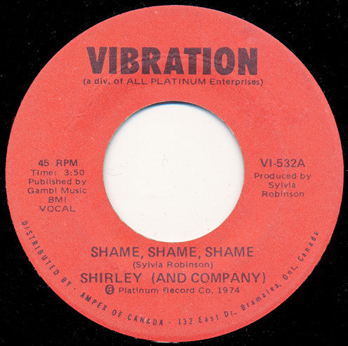 Shirley & Company : Shame, Shame, Shame (7")