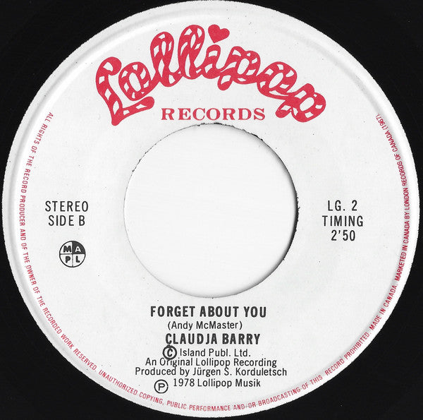 Claudja Barry : (Boogie Woogie) Dancin' Shoes / Forget About You (7", Single)