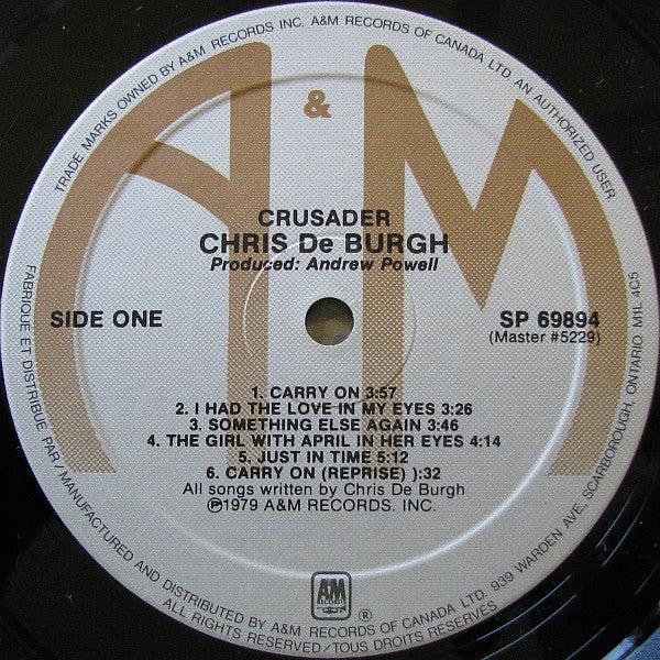 Chris De Burgh : Crusader (LP, Album, RE)