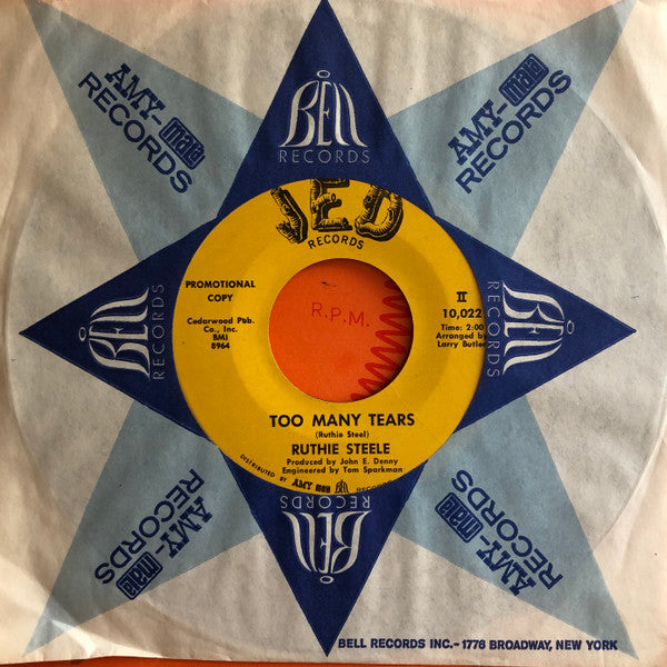 Ruthie Steele : Too Many Tears (7", Promo)