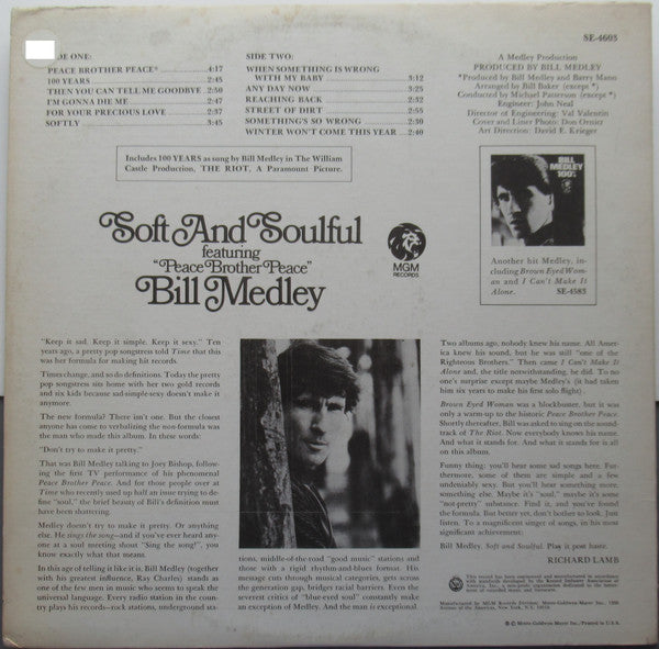 Bill Medley : Soft And Soulful (LP, Album)