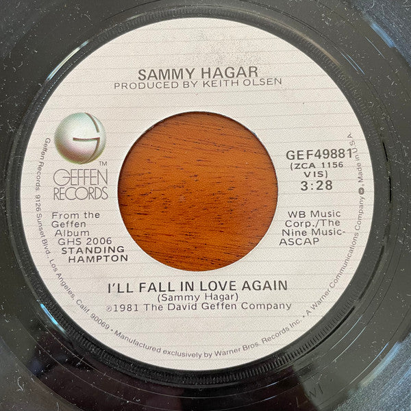 Sammy Hagar : I'll Fall In Love Again (7", Single, Los)