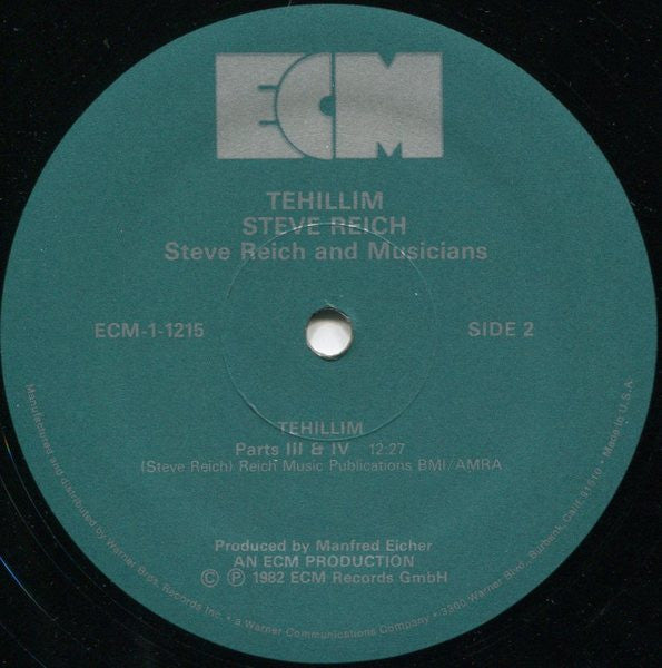 Steve Reich : Tehillim (LP, Album)
