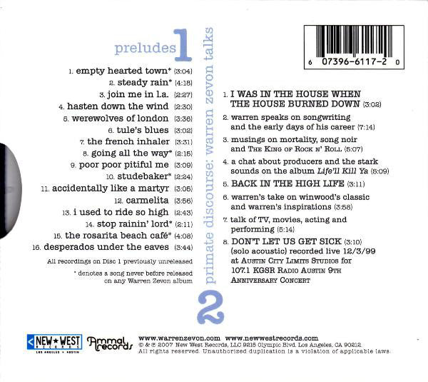Warren Zevon : Preludes: Rare And Unreleased Recordings (2xCD, Album)