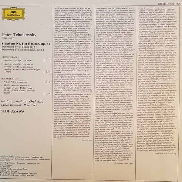 Pyotr Ilyich Tchaikovsky - Boston Symphony Orchestra · Seiji Ozawa : Symphony No. 5 (LP)